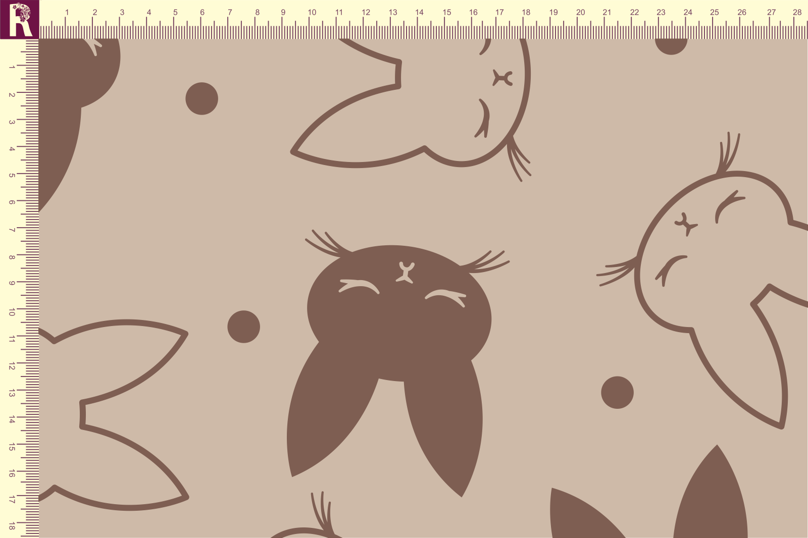 картинка Т633 Милые зайки 9074_4011 (коричневые зайки на бежевом фоне) от компании Руткани