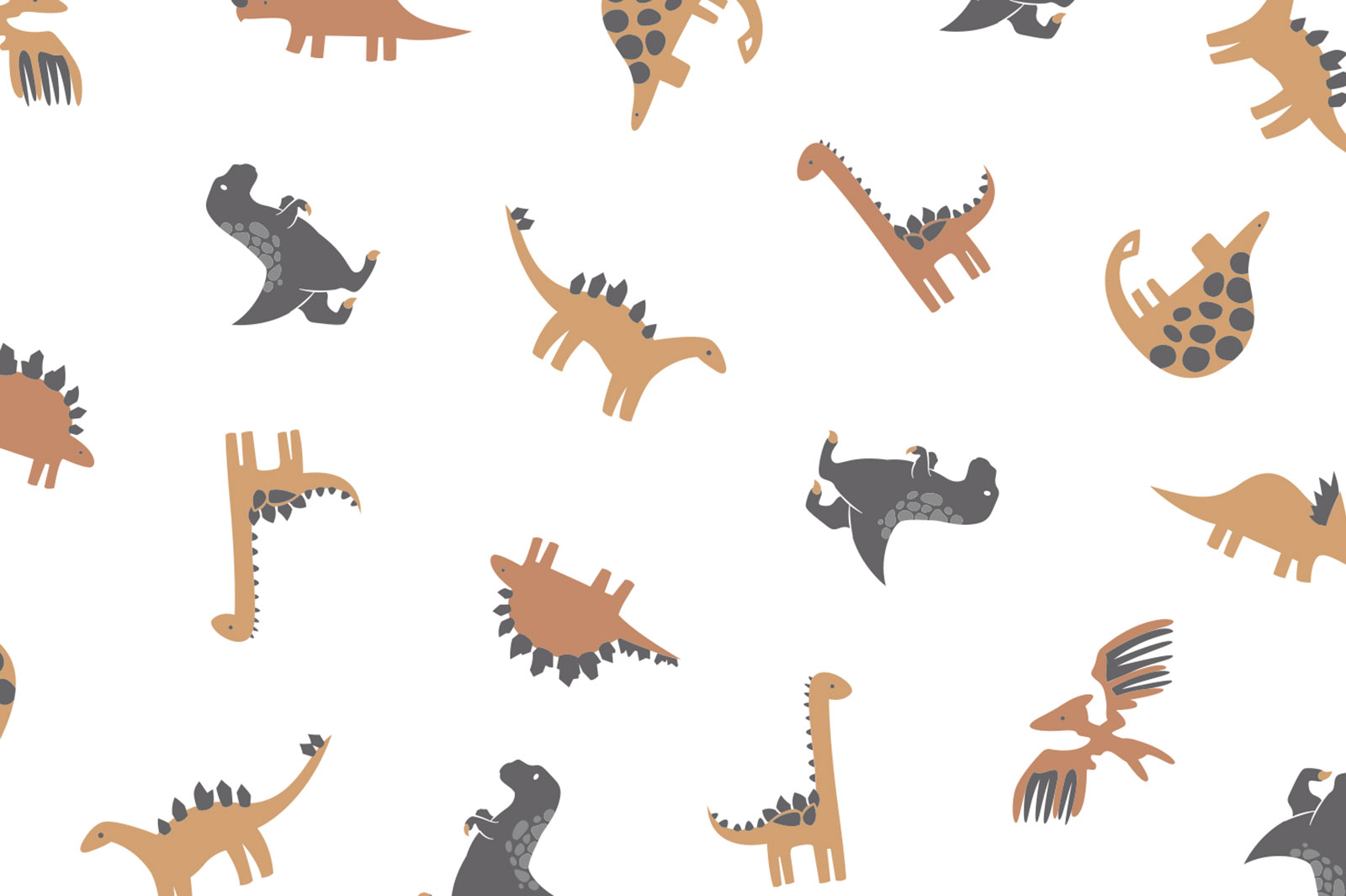 картинка Т644 Динозаврики 9000_8019_4027_4037 ( коричневые динозаврики на белом фоне) от компании Руткани