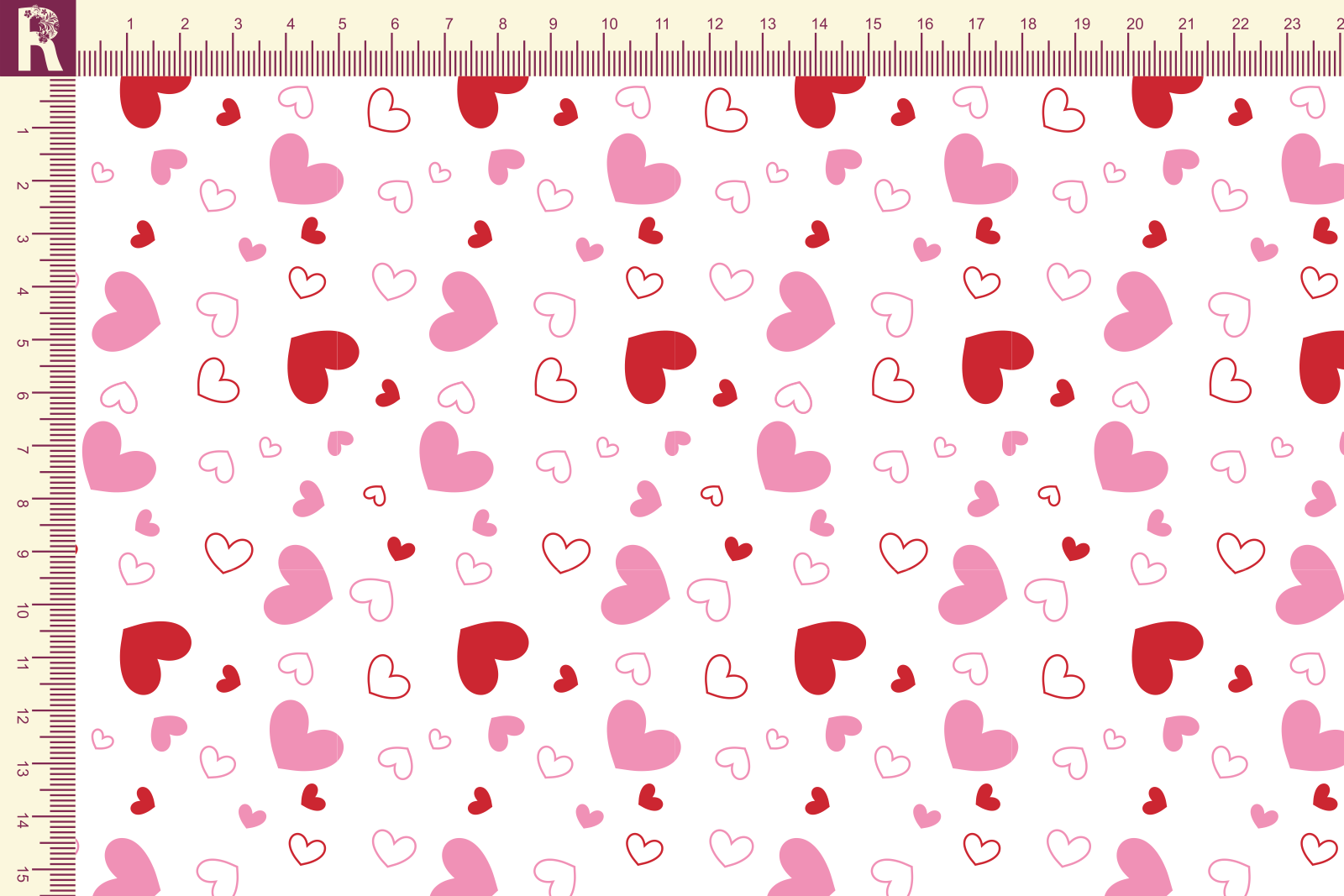 картинка Т127 Сердечки 9000_9001_2029(красные и розовые сердца на белом фоне) от компании Руткани