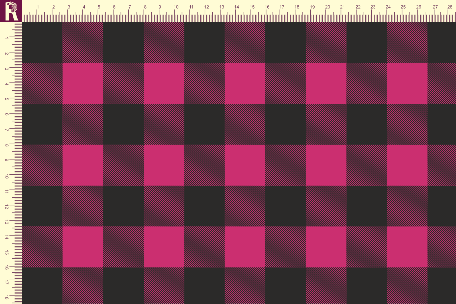 картинка Т142 Клеточка 9018_8009 (черная клетка на фоне фуксия ) от компании Руткани