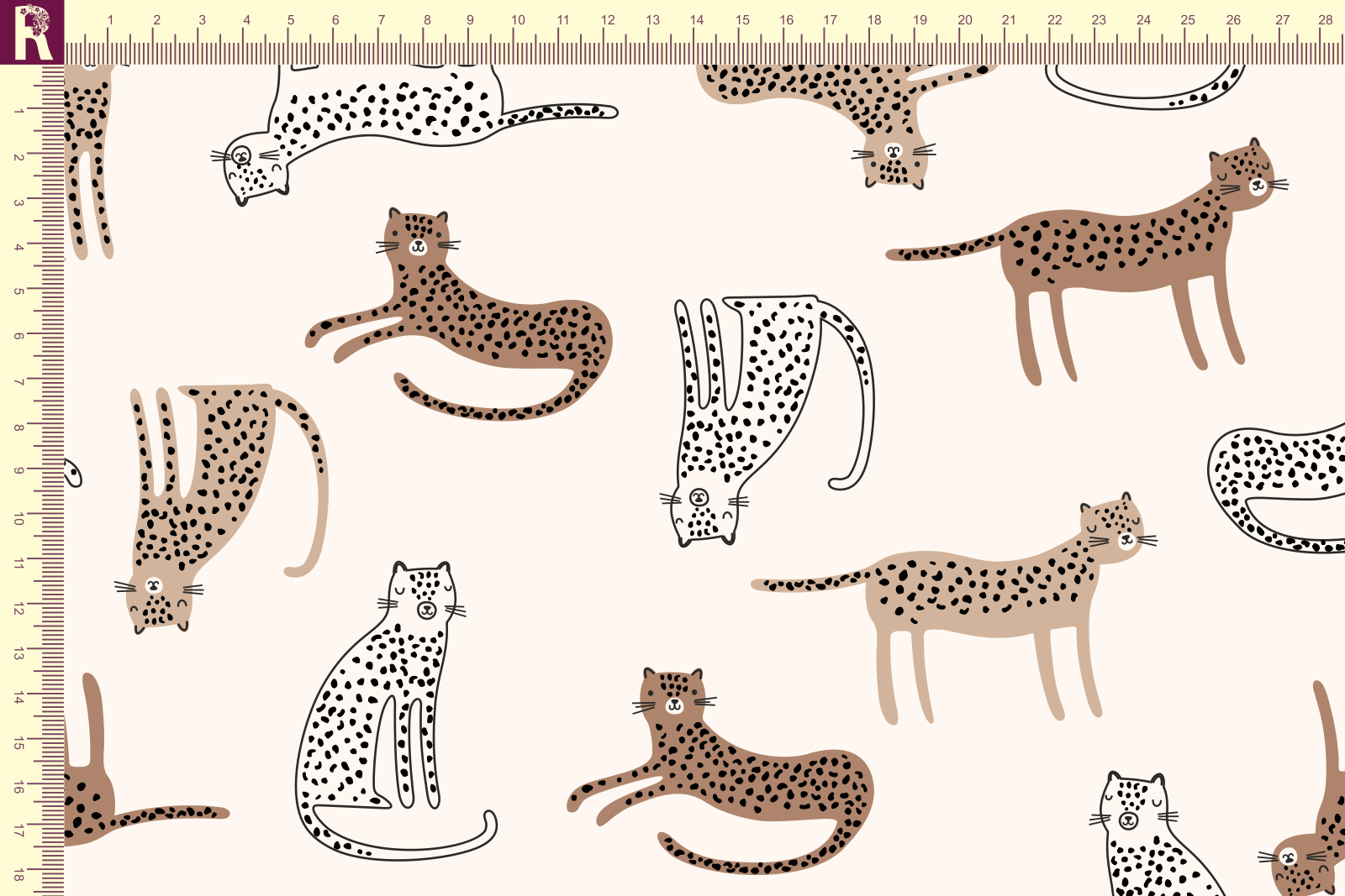 картинка Т624 Цветные леопардики 9050а_8009_4015_4014 (коричневые леопардики на молочном фоне) от компании Руткани