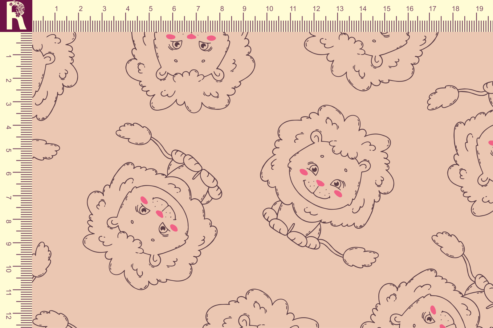 картинка Т663 Львята 9099_4018_2009 ( контурные коричневые львята на бежевом фоне) от компании Руткани