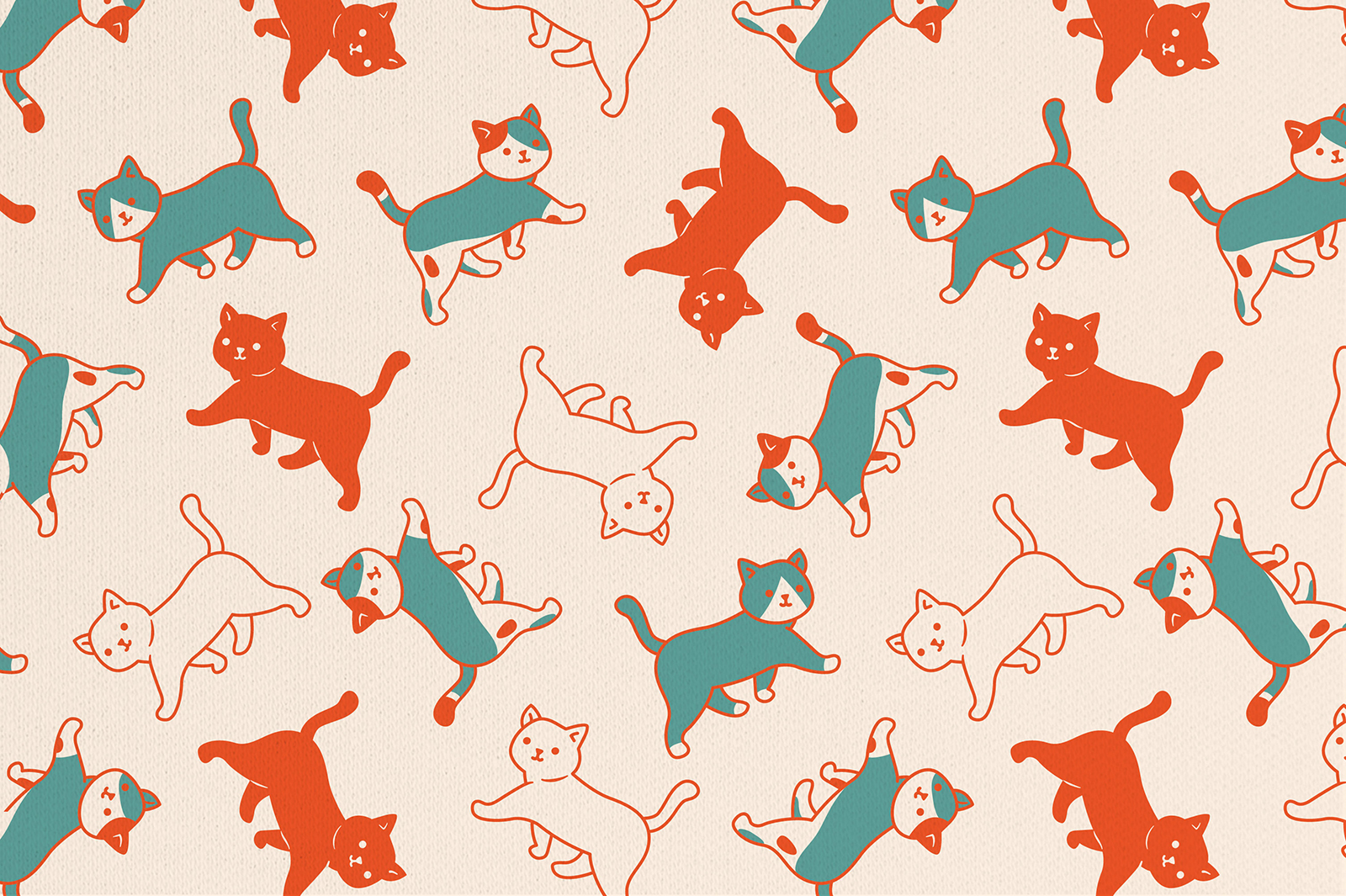 картинка Т546 Кошки , colour 9050а/6028/3038*(ru), Интерлок, 40/1 (ru), пачка 95 см, компакт, 175 gr, 100% хлопок, принт_пигмент, Руткани RUTKANI от компании Руткани