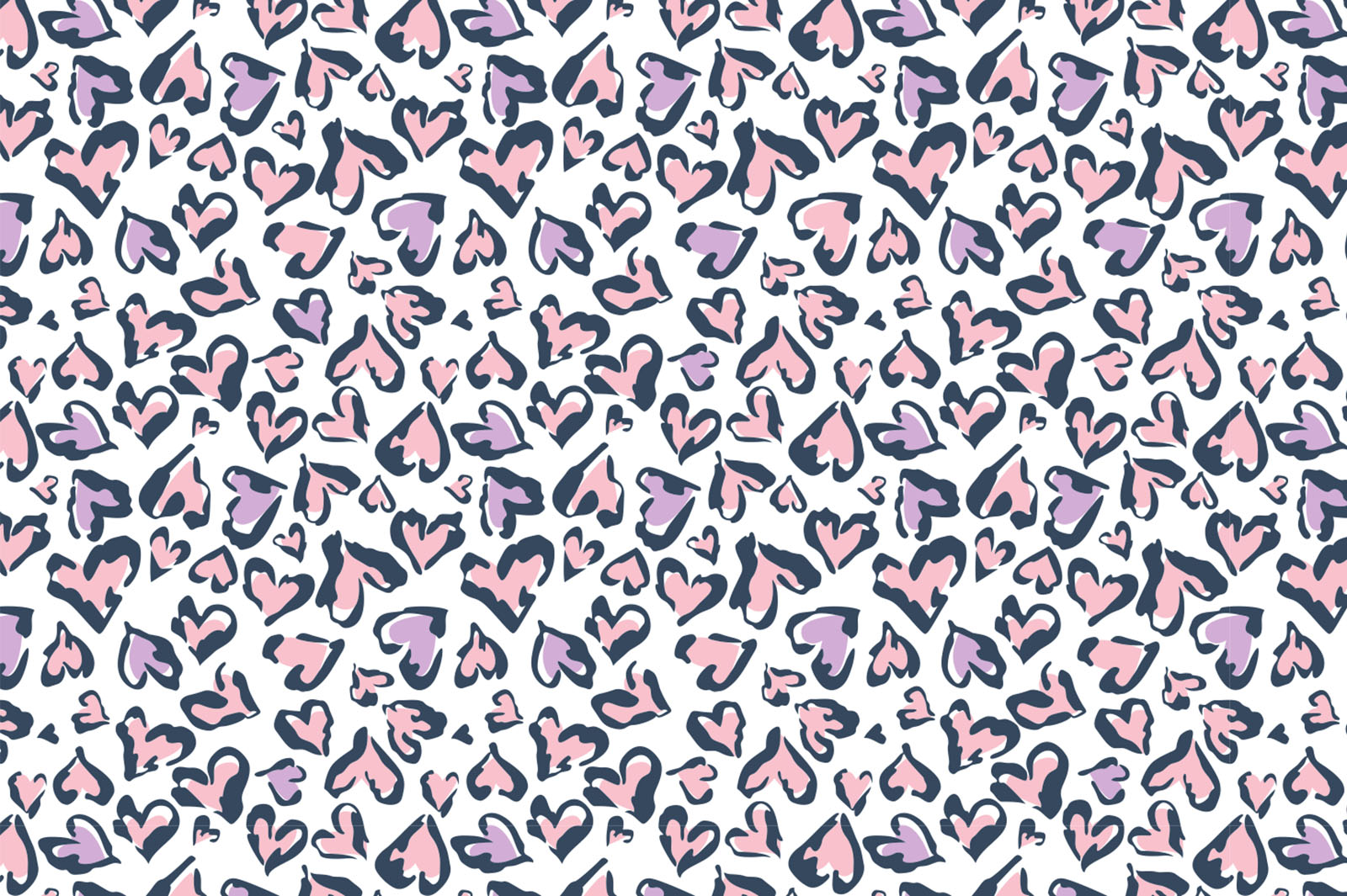 картинка Т608 Леопардовые сердечки 9000_5006_2028_2015 (сиреневые и розовые сердечки на белом фоне) от компании Руткани