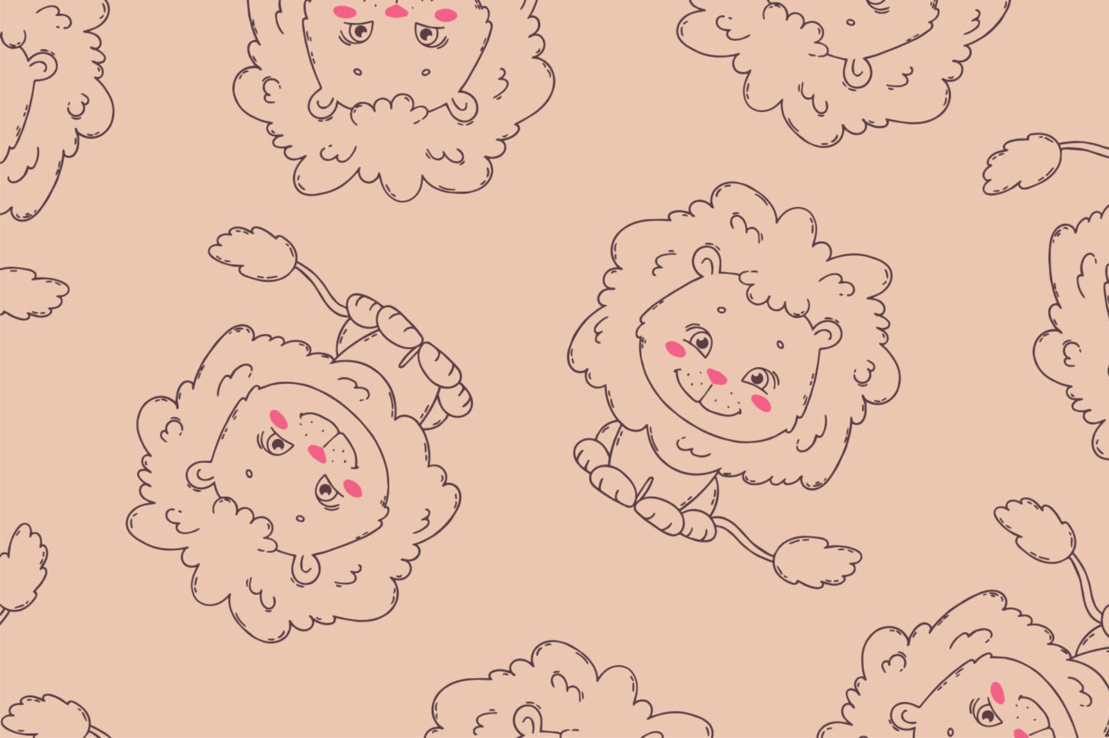 картинка Т663 Львята 9099_4018_2009 ( контурные коричневые львята на бежевом фоне) от компании Руткани