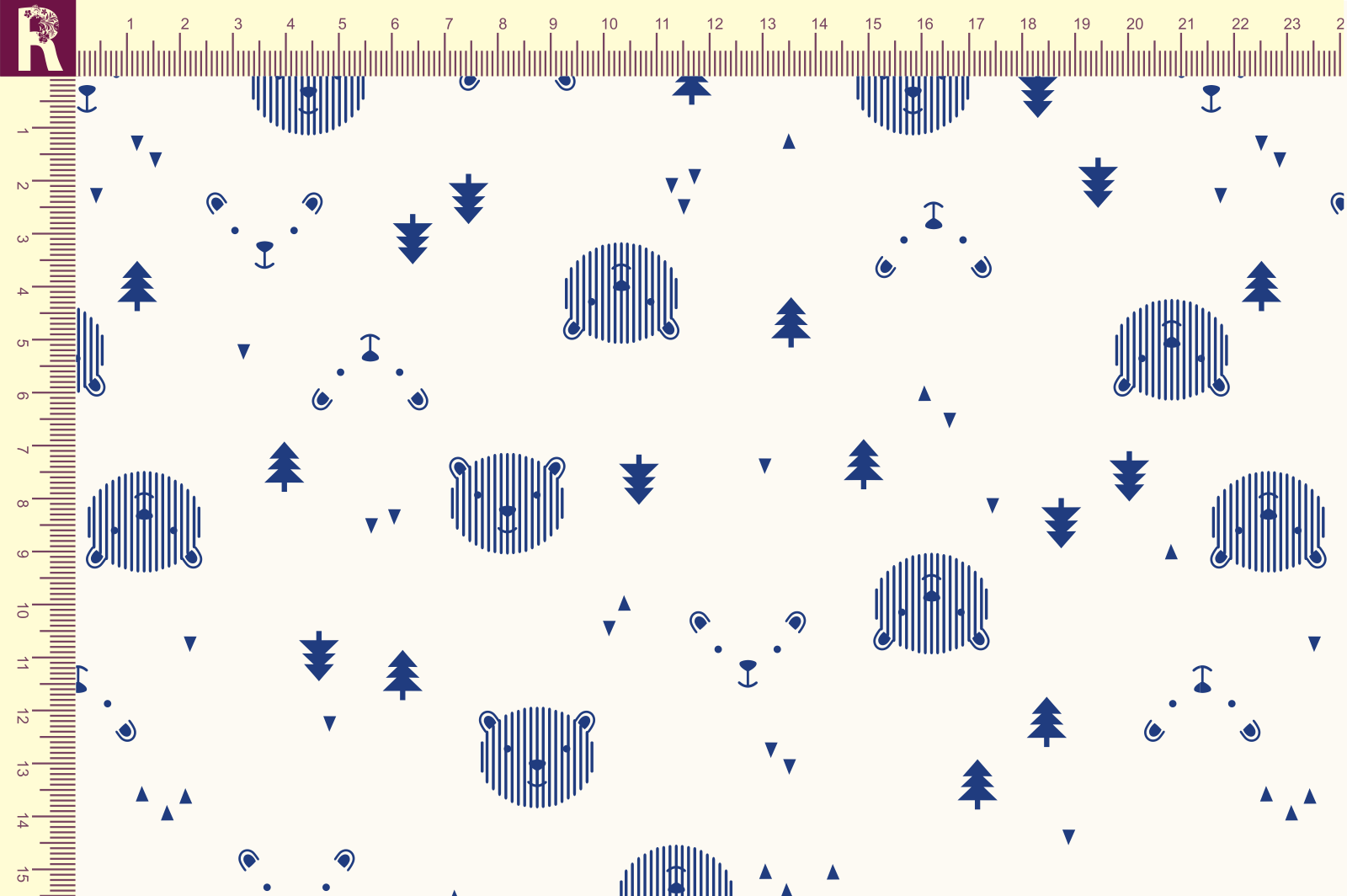 картинка Т616 Штриховые мишки 9050а_ 5002 (синий рисунок на молочном фоне) от компании Руткани