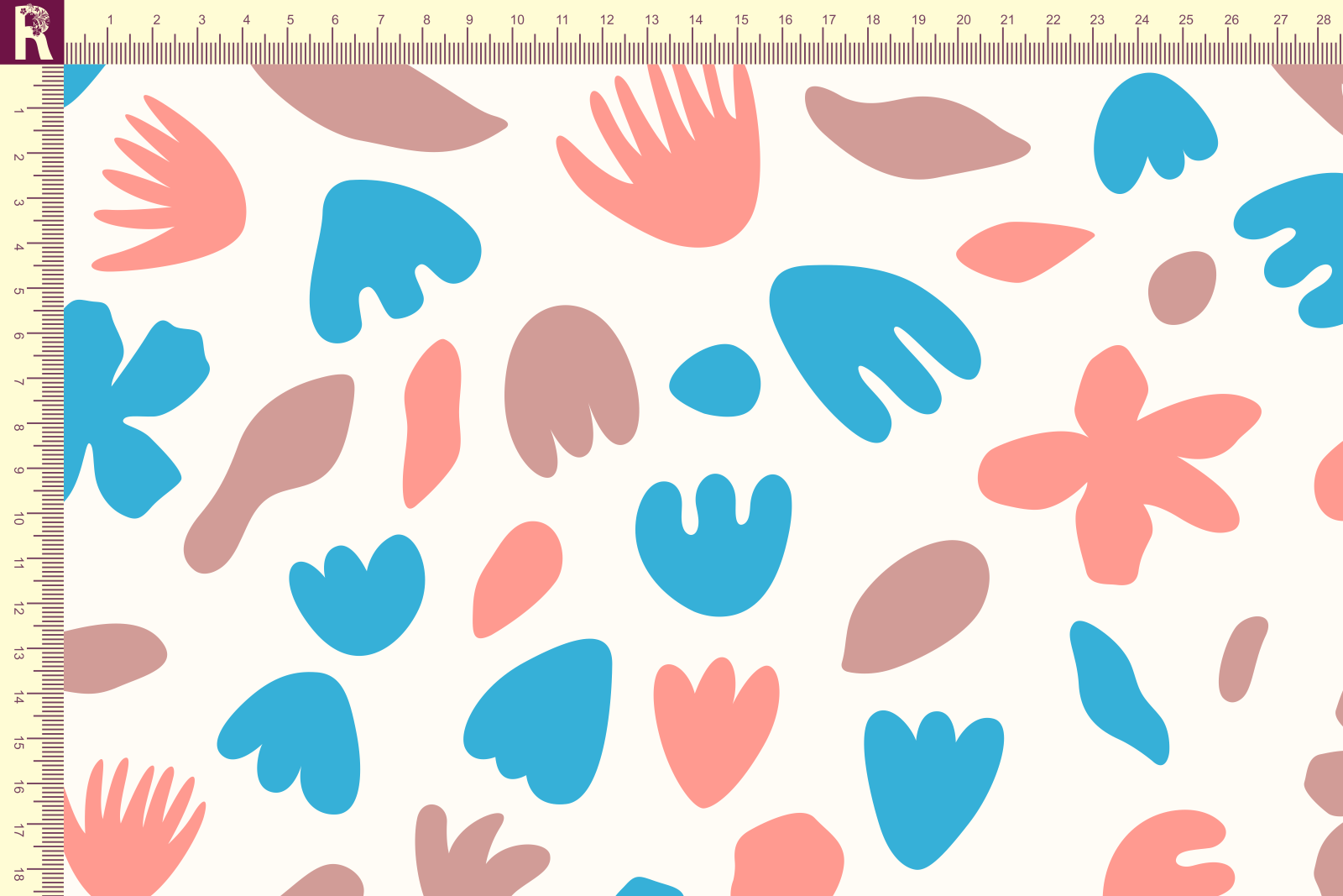 Т649 Абстрактные цветы 9050а_3003_8042_7034 Футер с начесом, 30/20, пачка, кардная