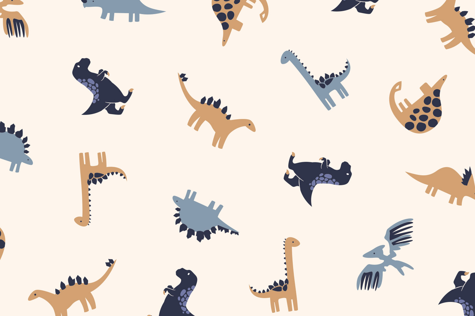картинка Т644 Динозаврики 9050а_5018_8011_4042 (синие, серые и бежевые динозаврики на молочном фоне) от компании Руткани