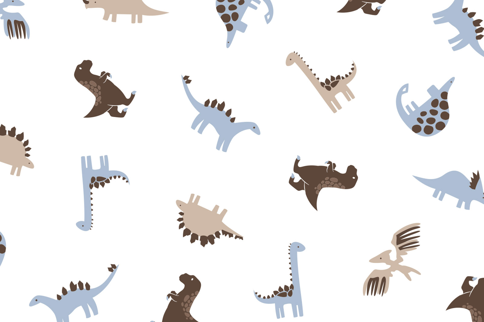 картинка Т644 Динозаврики 9000_4028_4002_7049 ( коричневые и голубые динозаврики на белом фоне) от компании Руткани