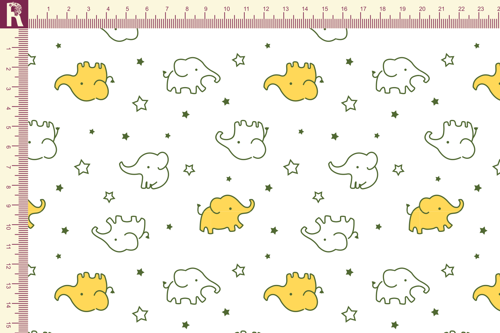 картинка Т584 Слоники 9000_6017_3001(желтые слоники на белом фоне) от компании Руткани