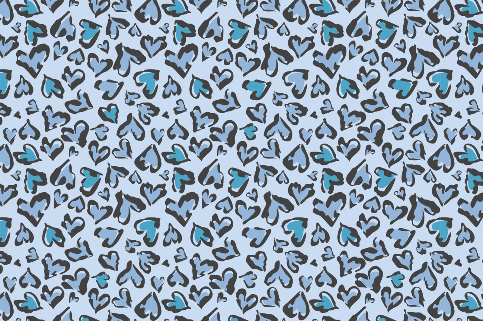 картинка Т608 Леопардовые сердечки 9061а_8001_7017_7028 (голубые сердечки на светло-голубом фоне) от компании Руткани