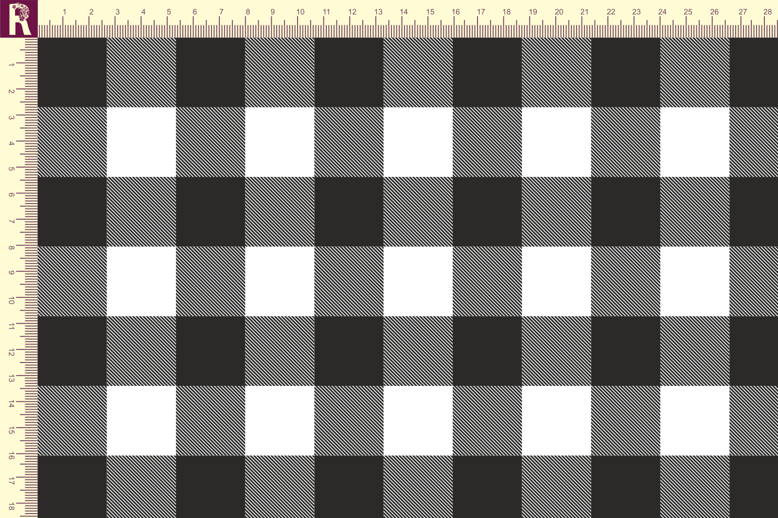 картинка Т142 Клеточка 9000_8009 (черная клетка на белом фоне) от компании Руткани