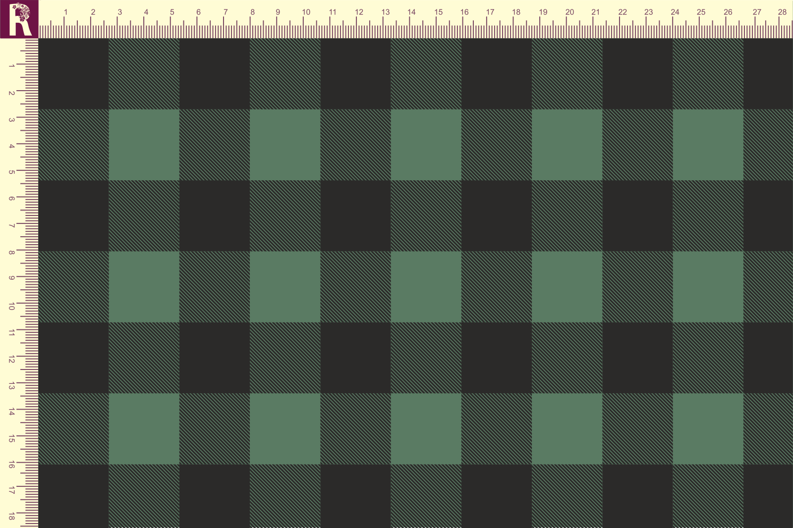 картинка Т142 Клеточка 9535_8009 (черная клетка на зеленом фоне ) от компании Руткани