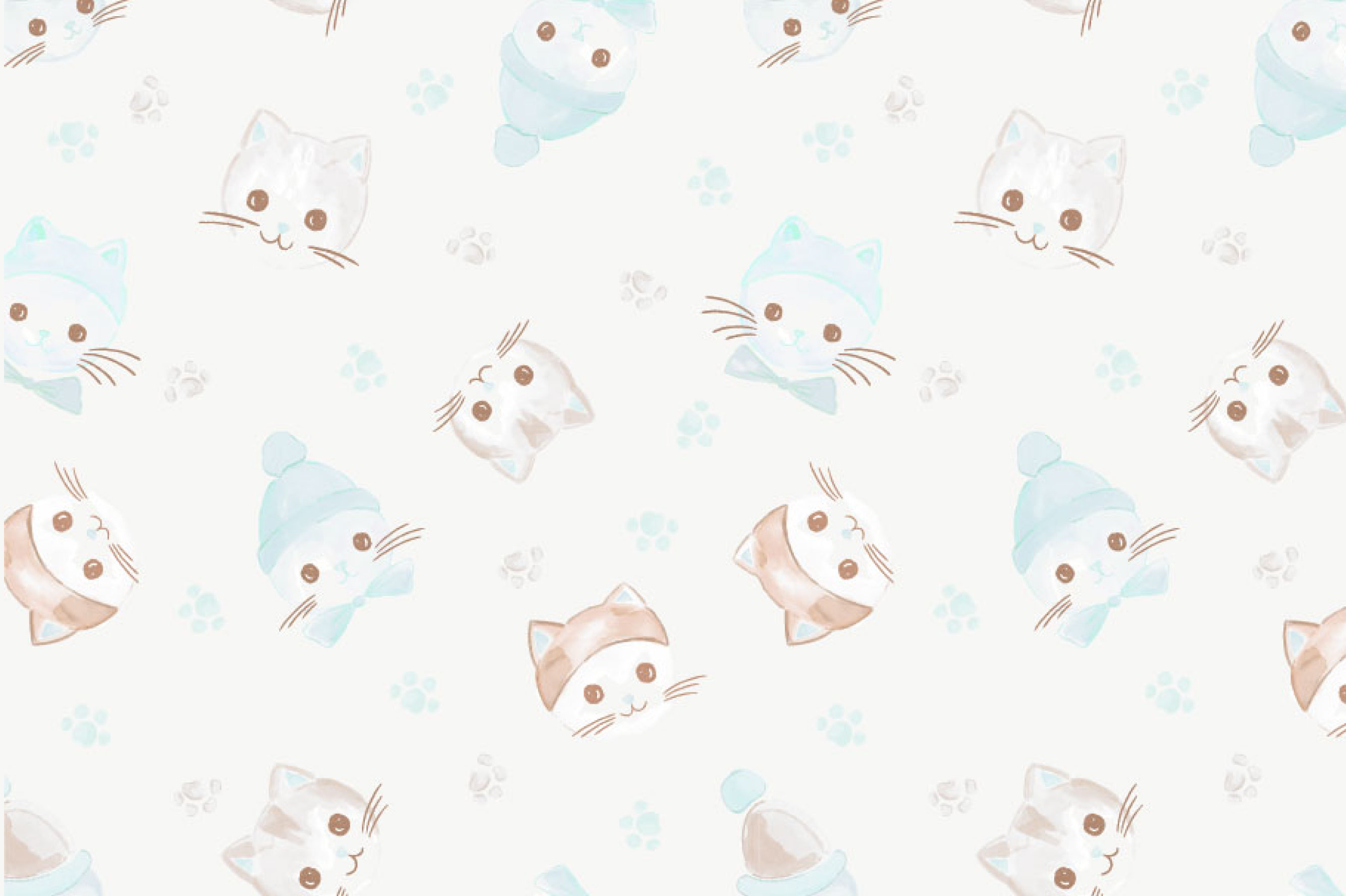 Ткань с принтом Зимние котики Т692_5