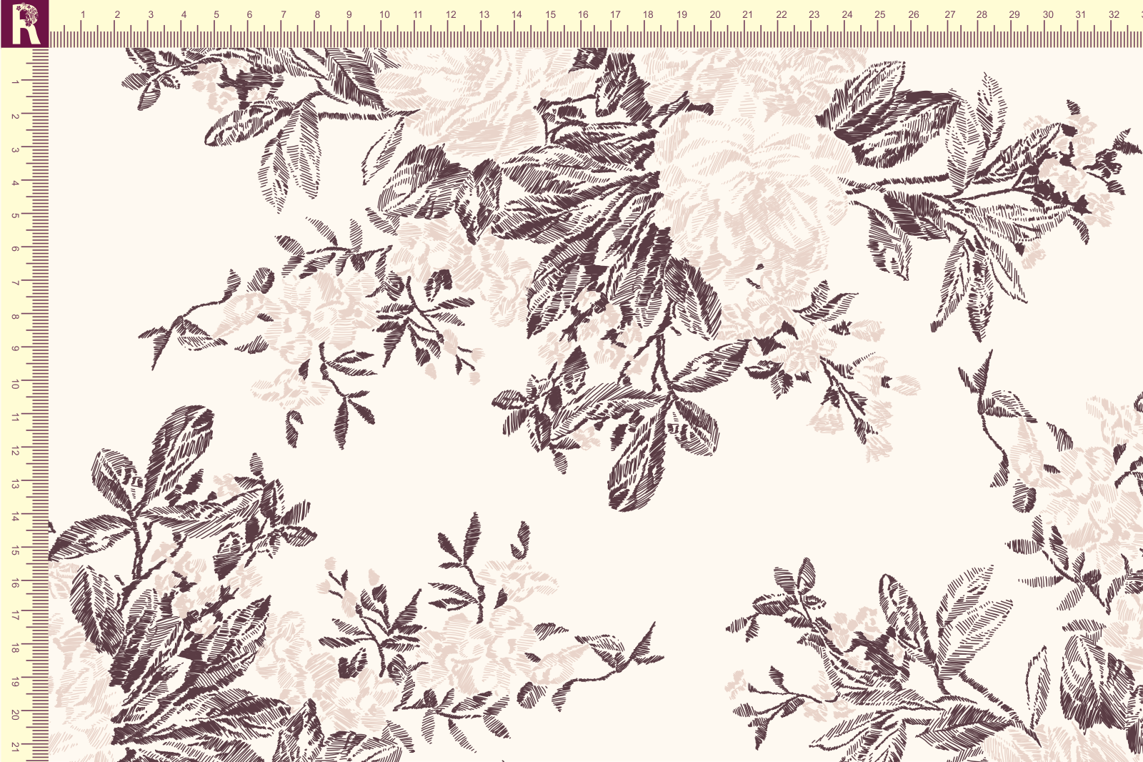 картинка Т607 Штриховые розы 9050а_4018_4019 ( бежевые розы на молочном фоне) от компании Руткани