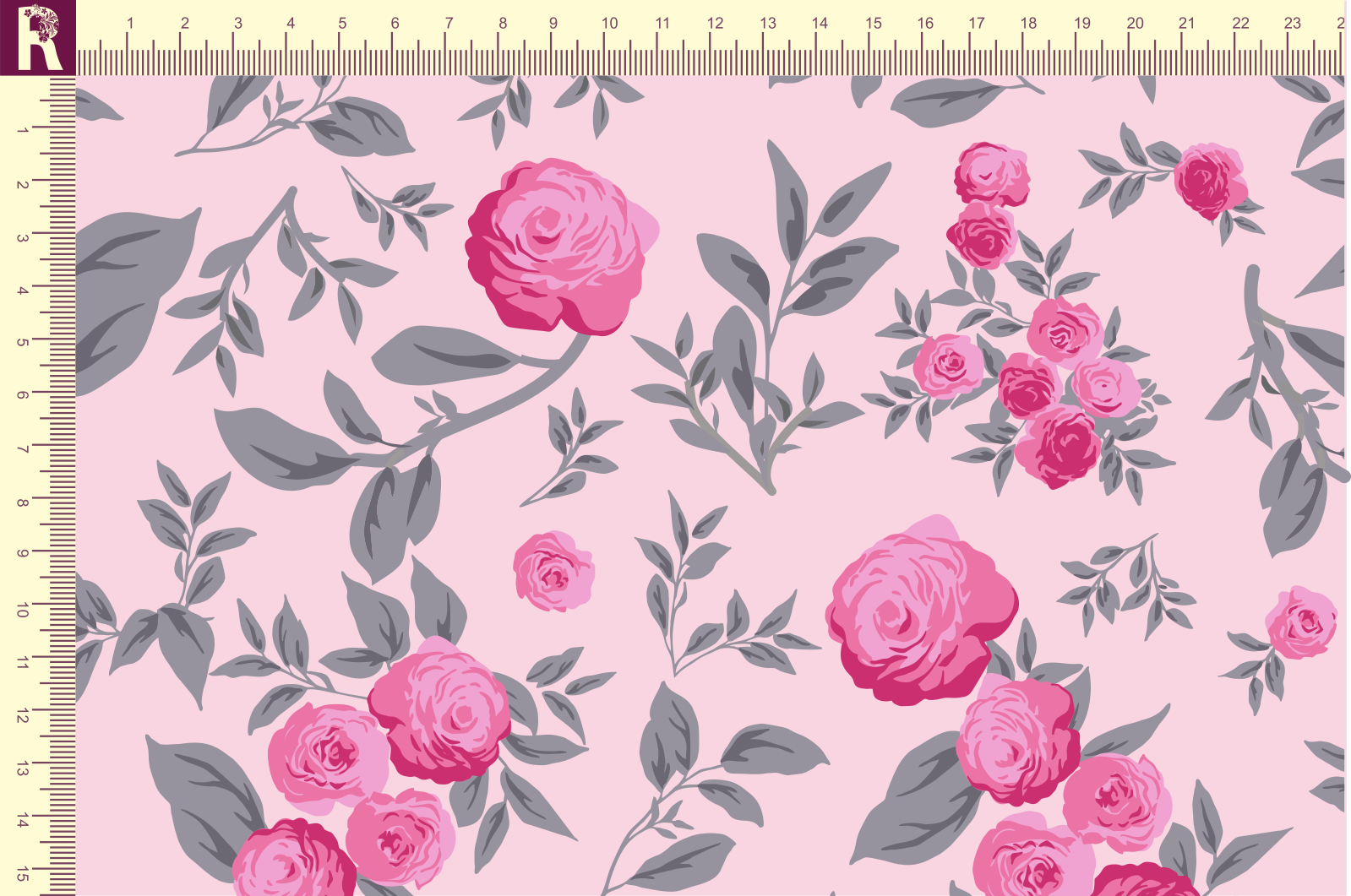 картинка Т609 Винтажные розы 9509а_8007_2004_2029 ( розовые  розы на светло-розовом фоне) от компании Руткани