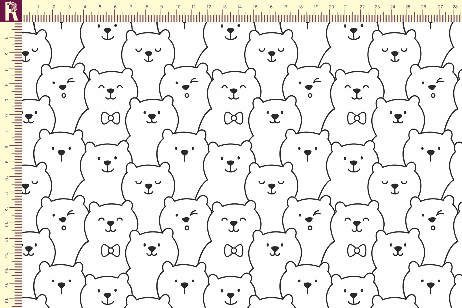 Т625_1 Мишки контурные 9000_8009 Футер с начесом, 30/20, пачка, кардная Т625_1 Мишки контурные 9000_8009 Футер с начесом, 30/20, пачка, кардная