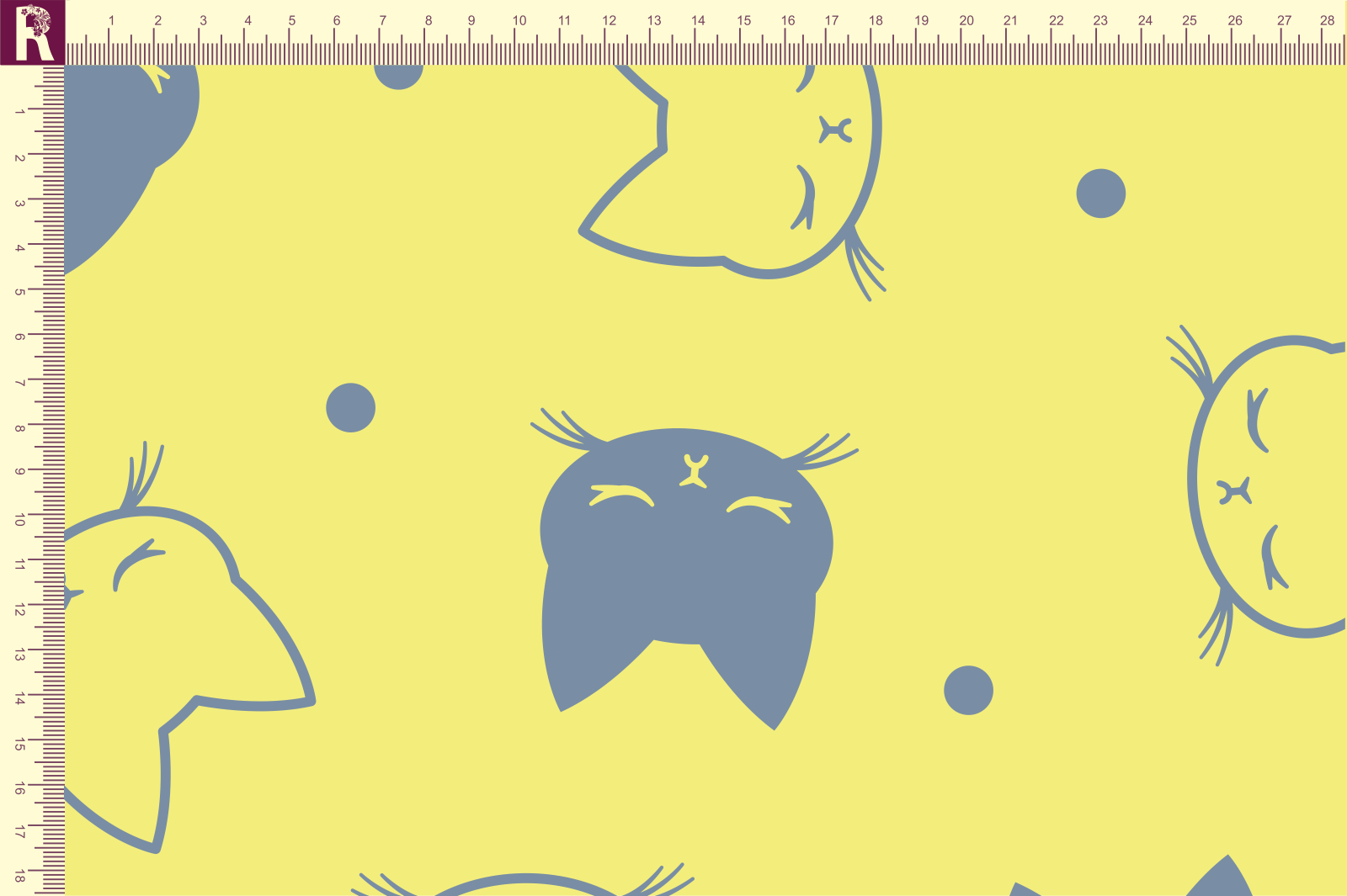 картинка Т635 Милые котики 9001_5025( серо-голубые котики на желтом фоне) от компании Руткани