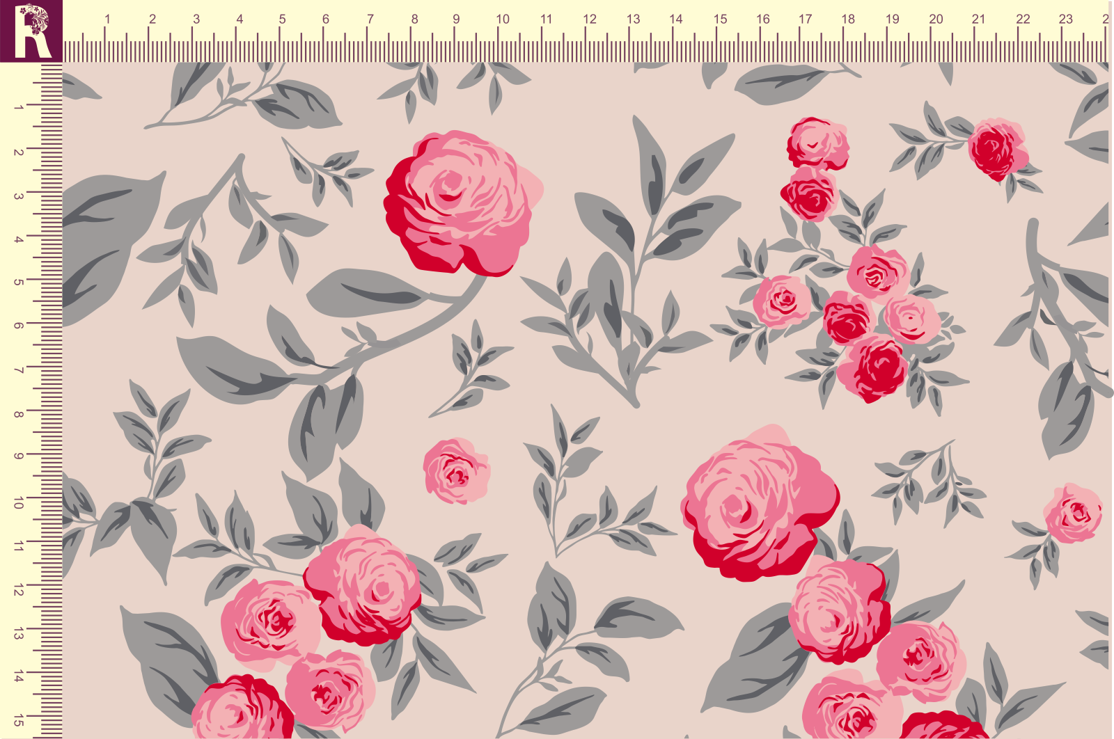 Т609 Винтажные розы 9074_8003_9001_2015 Футер с начесом, 30/20, пачка, кардная