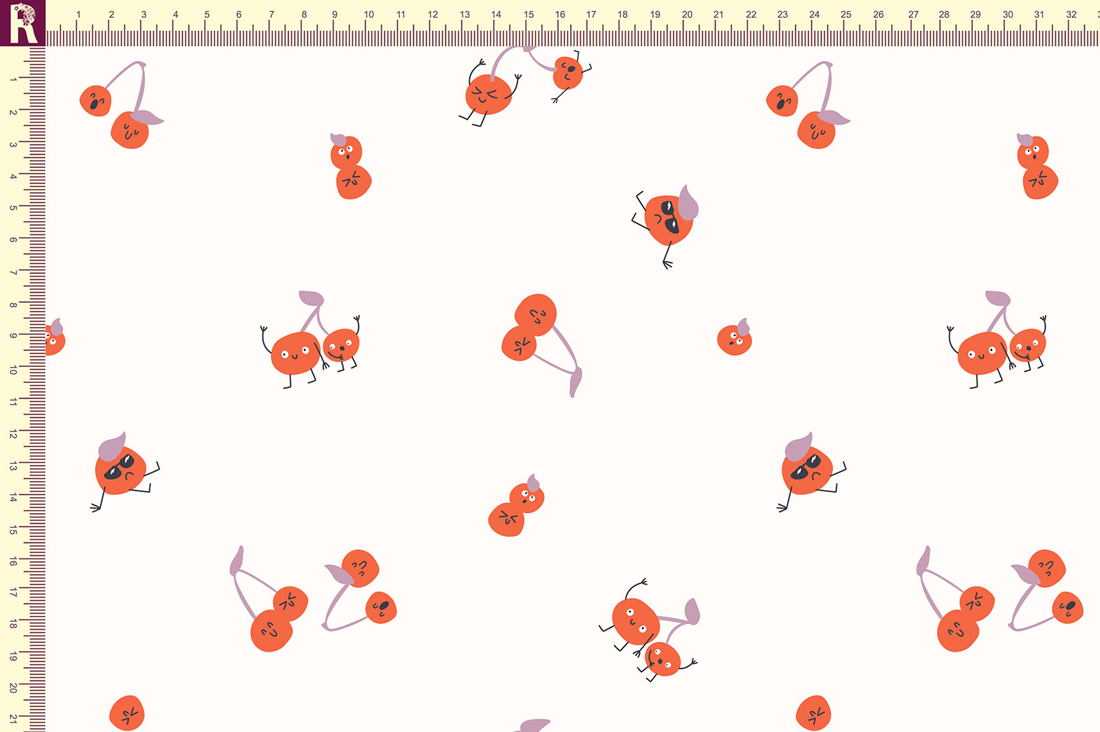 картинка Т693 Вишни-непоседы 9000 19-3927 16-1452 15-3207 от компании Руткани