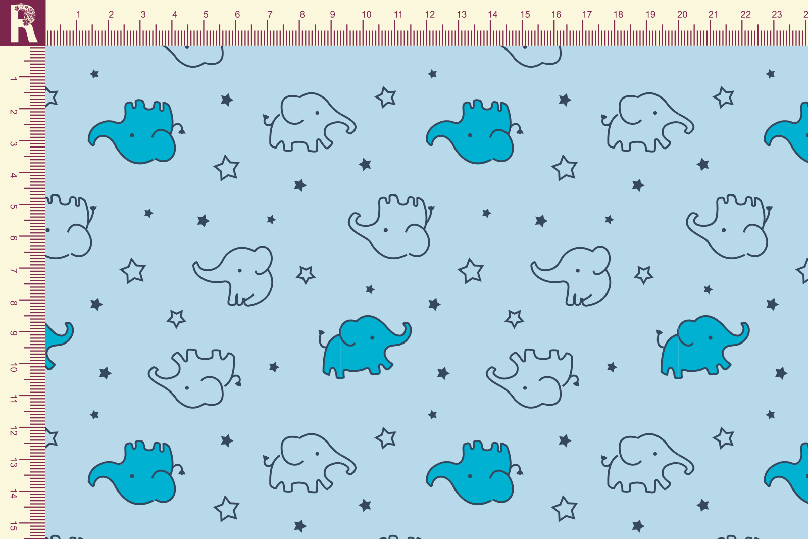 картинка Т584 Слоники 9061а_5006_7021(голубые слоники на светло-голубом фоне) от компании Руткани