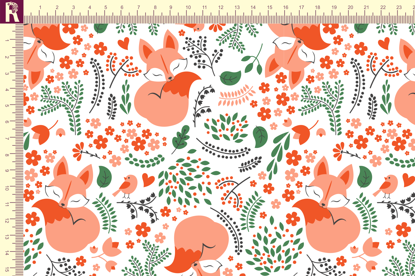 картинка Т611 Лисята 9000_8001_3010_6018 ( рыжие лисята на белом фоне) от компании Руткани