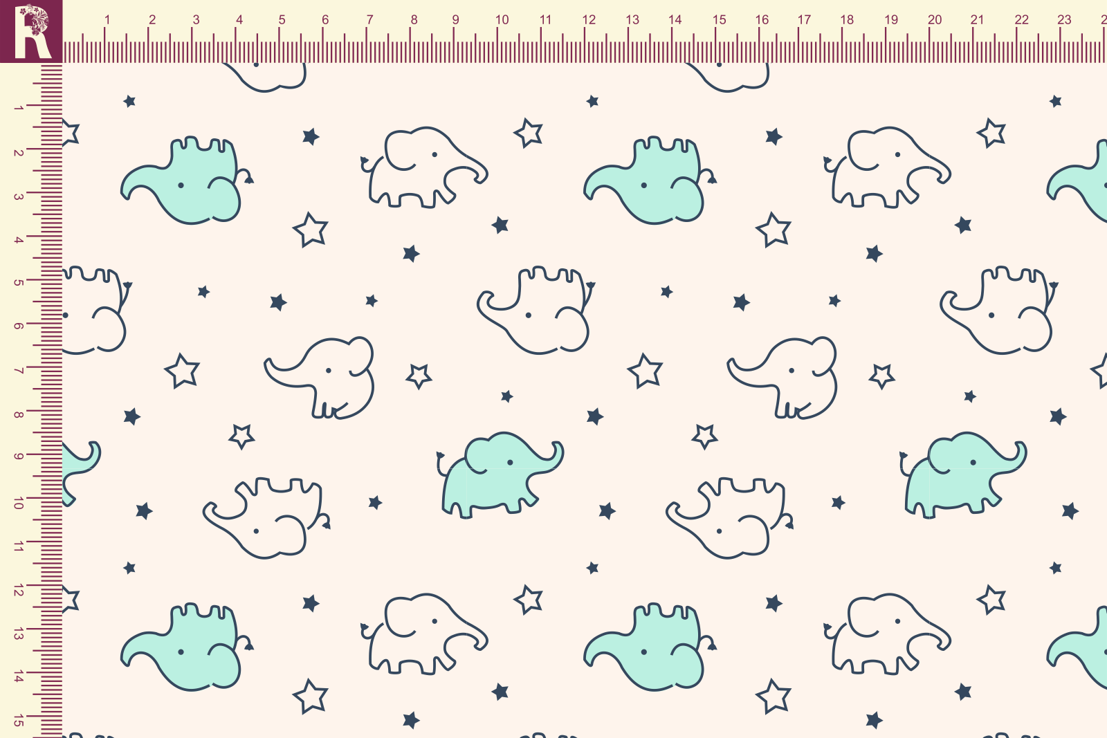 картинка Т584 Слоники 9050а_5006_6021(мятные слоники на молочном фоне) от компании Руткани