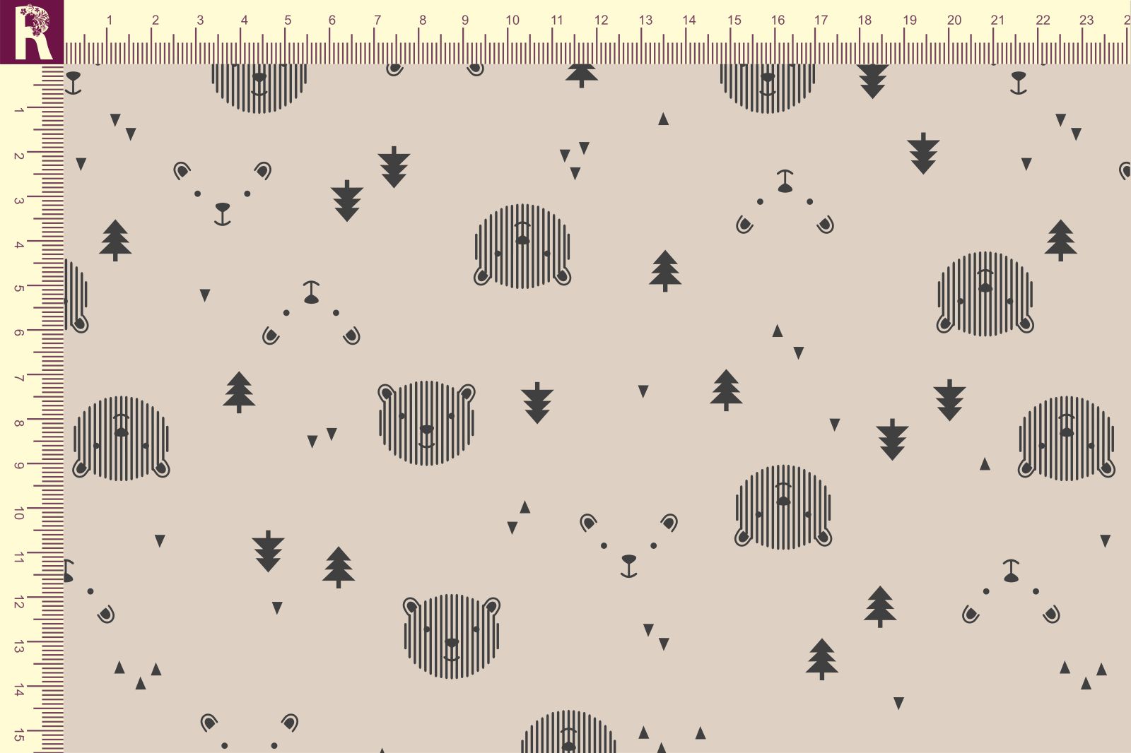 картинка Т616 Штриховые мишки 9074_ 8001 (черный рисунок на бежевом фоне) от компании Руткани