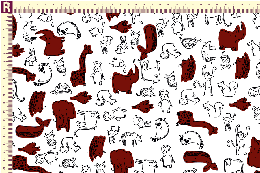 картинка Т508 звери фон белый 9000 набивка 9042 от компании Руткани