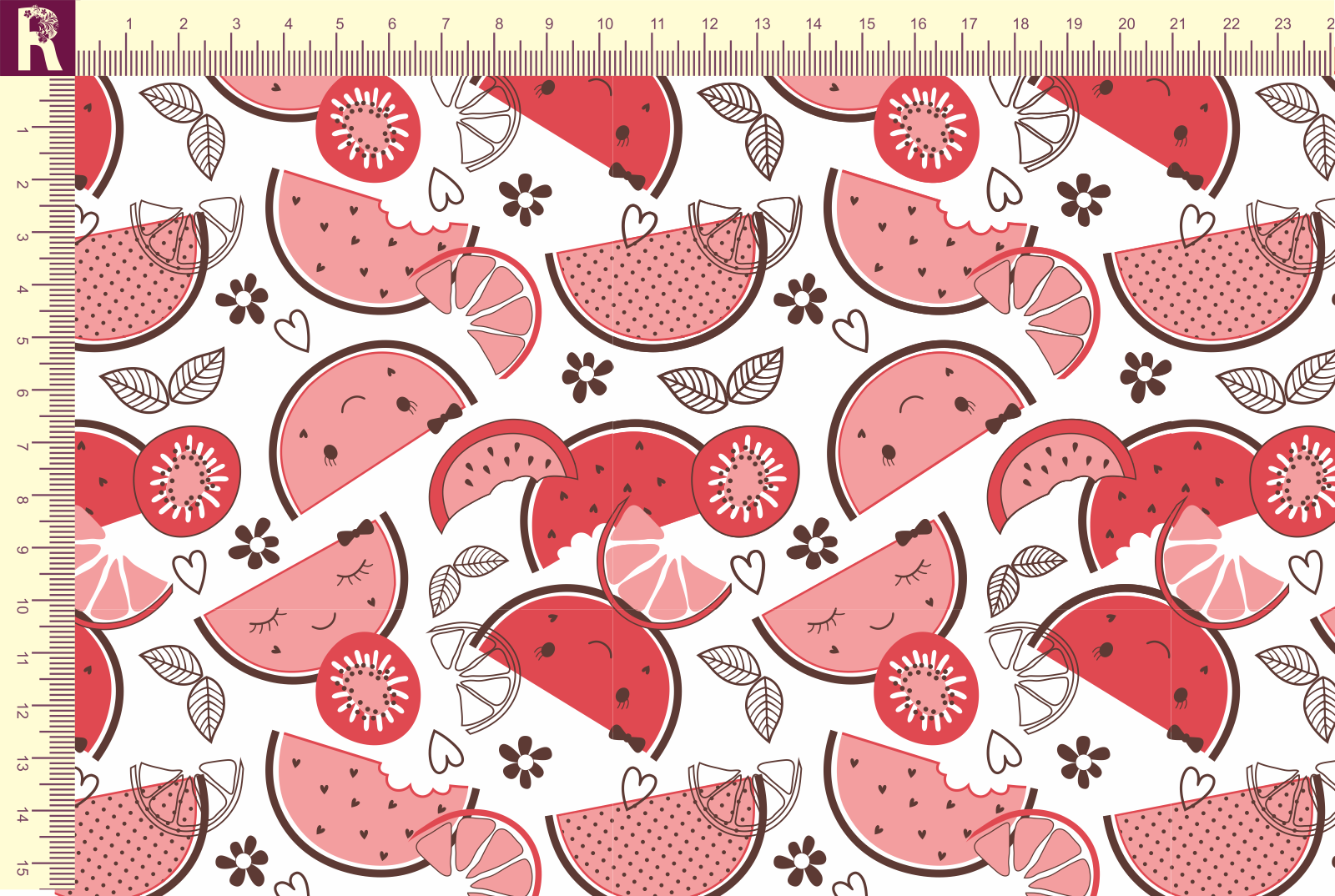 Т597 Арбузы 9000_4018_9003 Интерлок, 40/1, пачка, пенье