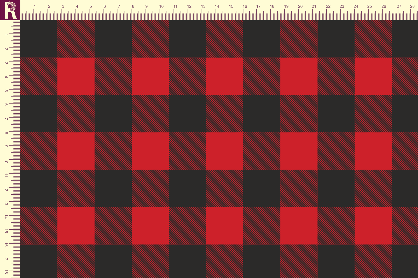 картинка Т142 Клеточка 9522_8009 (черная клетка на  красном фоне) от компании Руткани