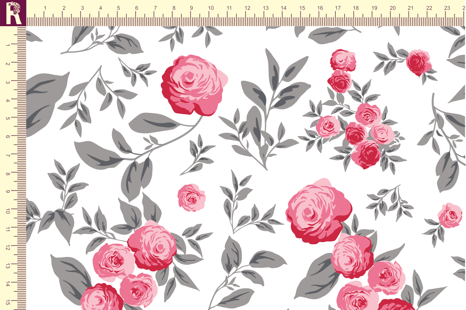 картинка Т609 Винтажные розы 9000_8003_9001_2015 ( розовые розы на белом фоне) от компании Руткани