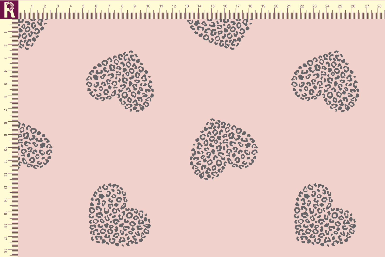 картинка Т642 Сердечки леопард  9599_8019 (серые сердечки на пудровом фоне) от компании Руткани