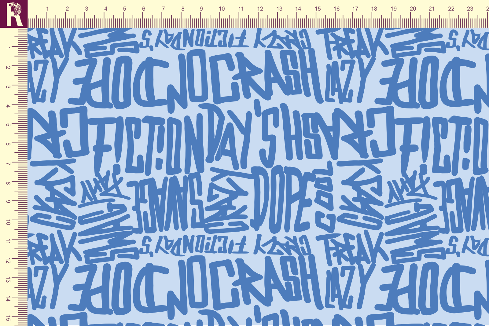 картинка Т600 Граффити 9061а_7010(синие надписи на голубом фоне) от компании Руткани