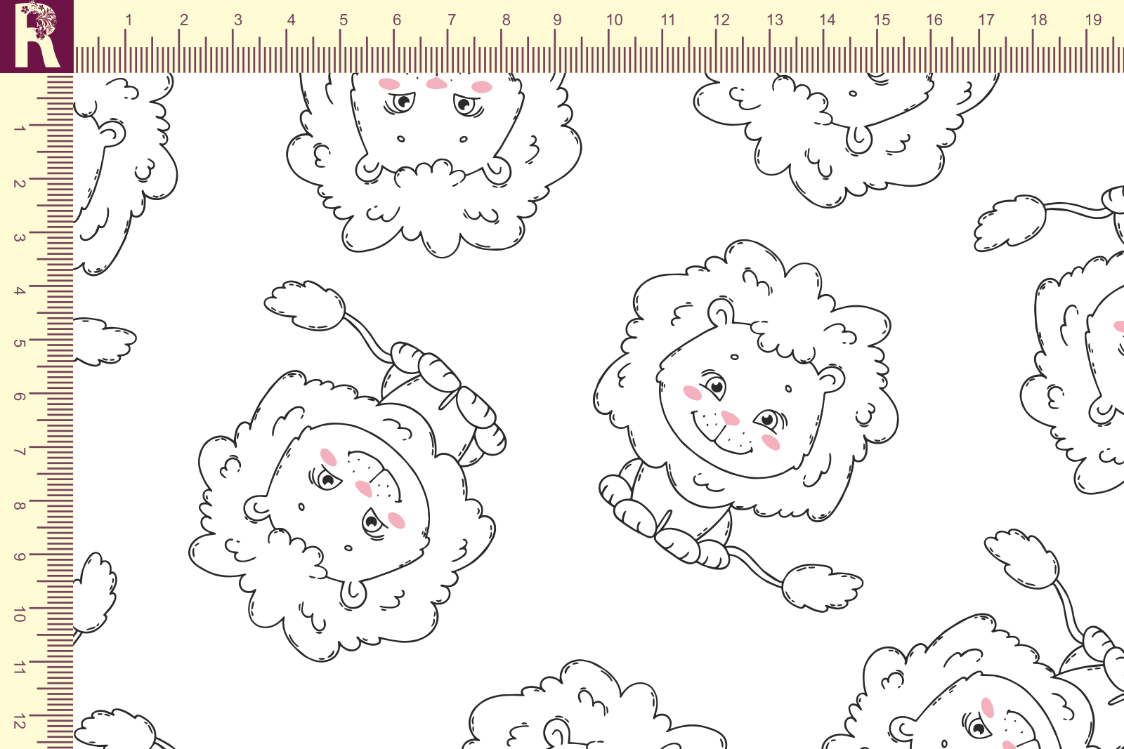 картинка Т663 Львята 9000_8009_2045 ( контурные черные львята на белом фоне) от компании Руткани