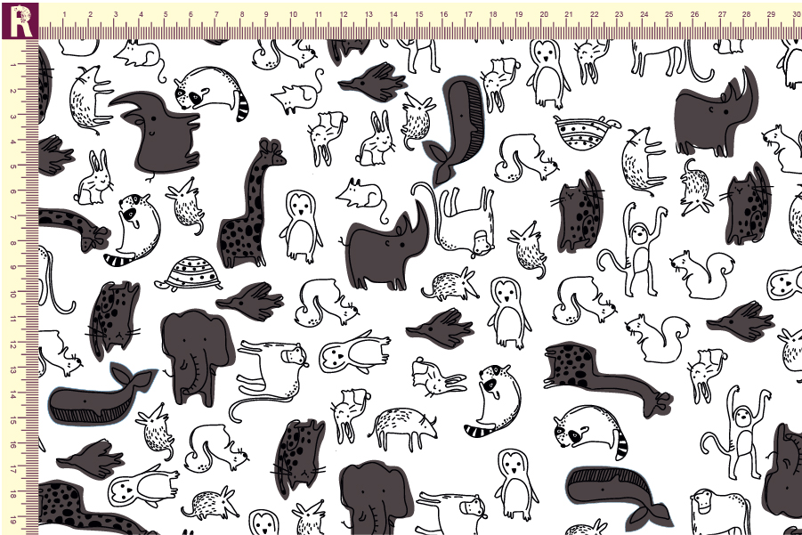 картинка Т508 звери фон белый 9000 набивка 9053a от компании Руткани