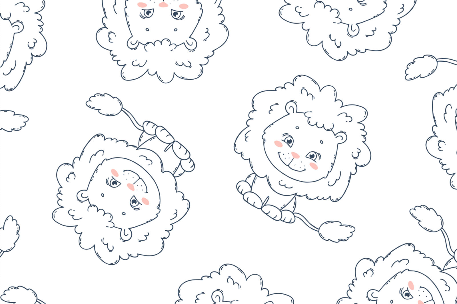 картинка Т663 Львята 9000_5011_3005 ( контурные темно-синие львята на белом фоне) от компании Руткани