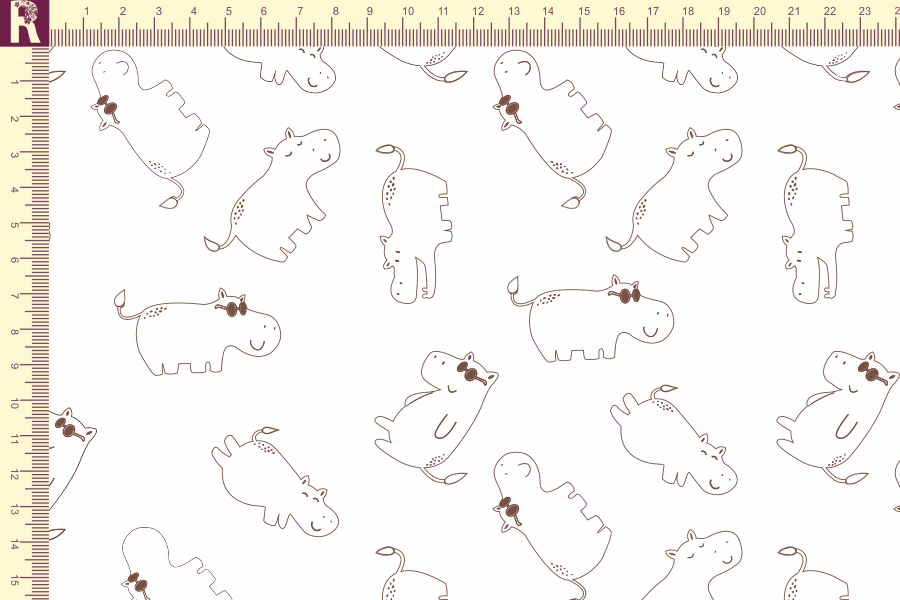 картинка Т504_1 бегемотики контурные бежевые от компании Руткани