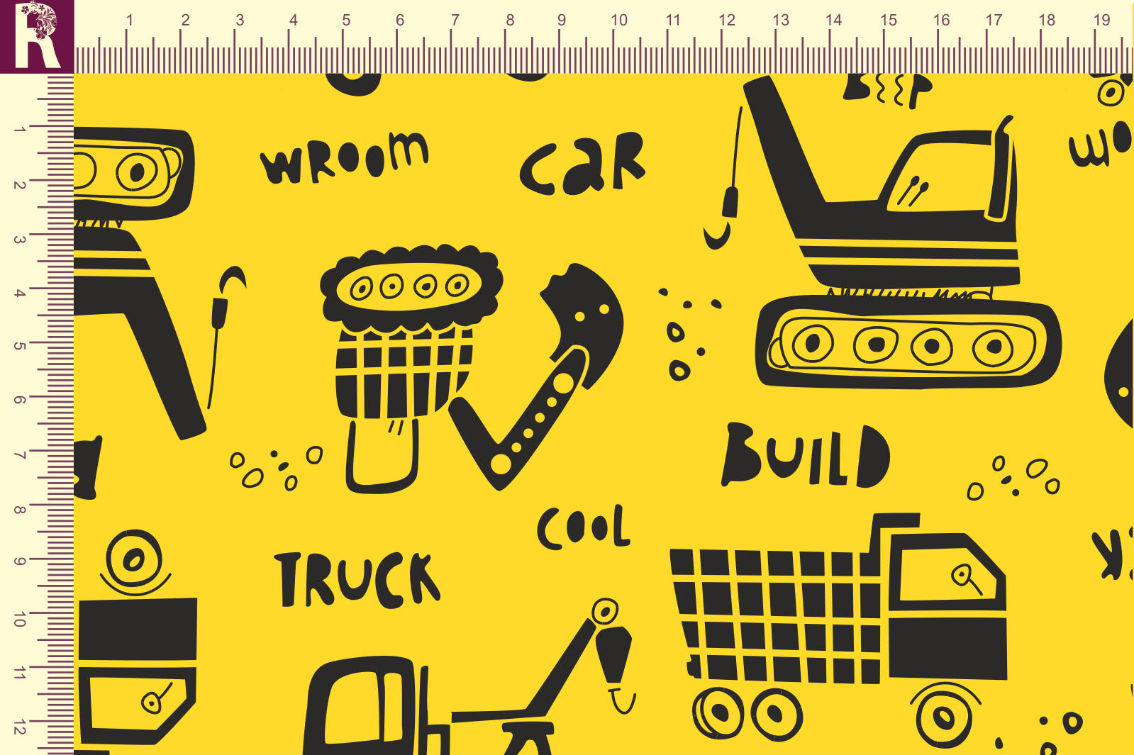 картинка Т661 Тракторы 9003_8009_8009(черные тракторы на желтом фоне) от компании Руткани