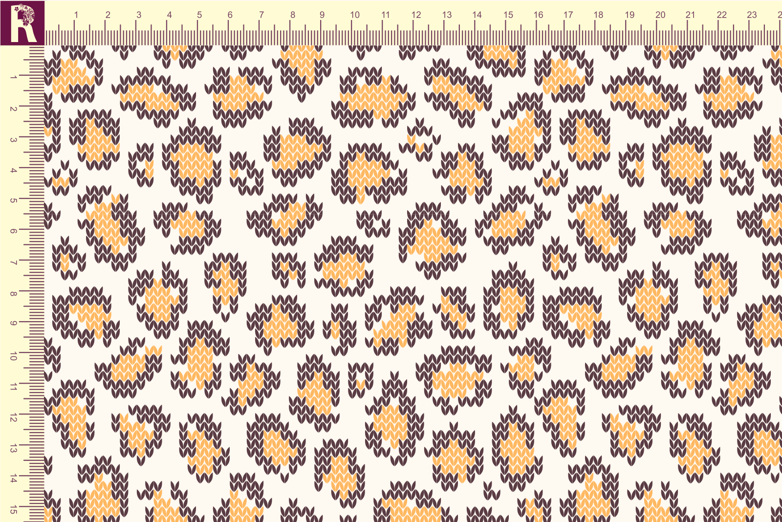 картинка Т610 Вязаный леопард 9050а_4018_3004(коричневый и желтый рисунок на молочном фоне) от компании Руткани