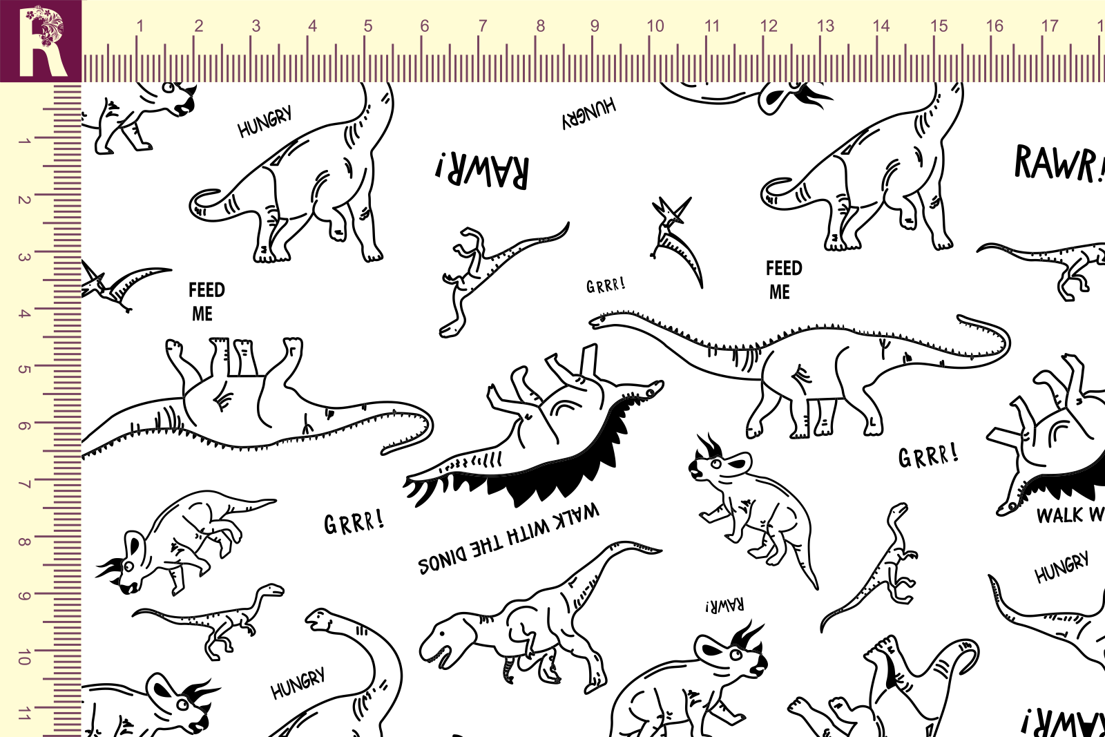 картинка Т523_динозавры контур от компании Руткани
