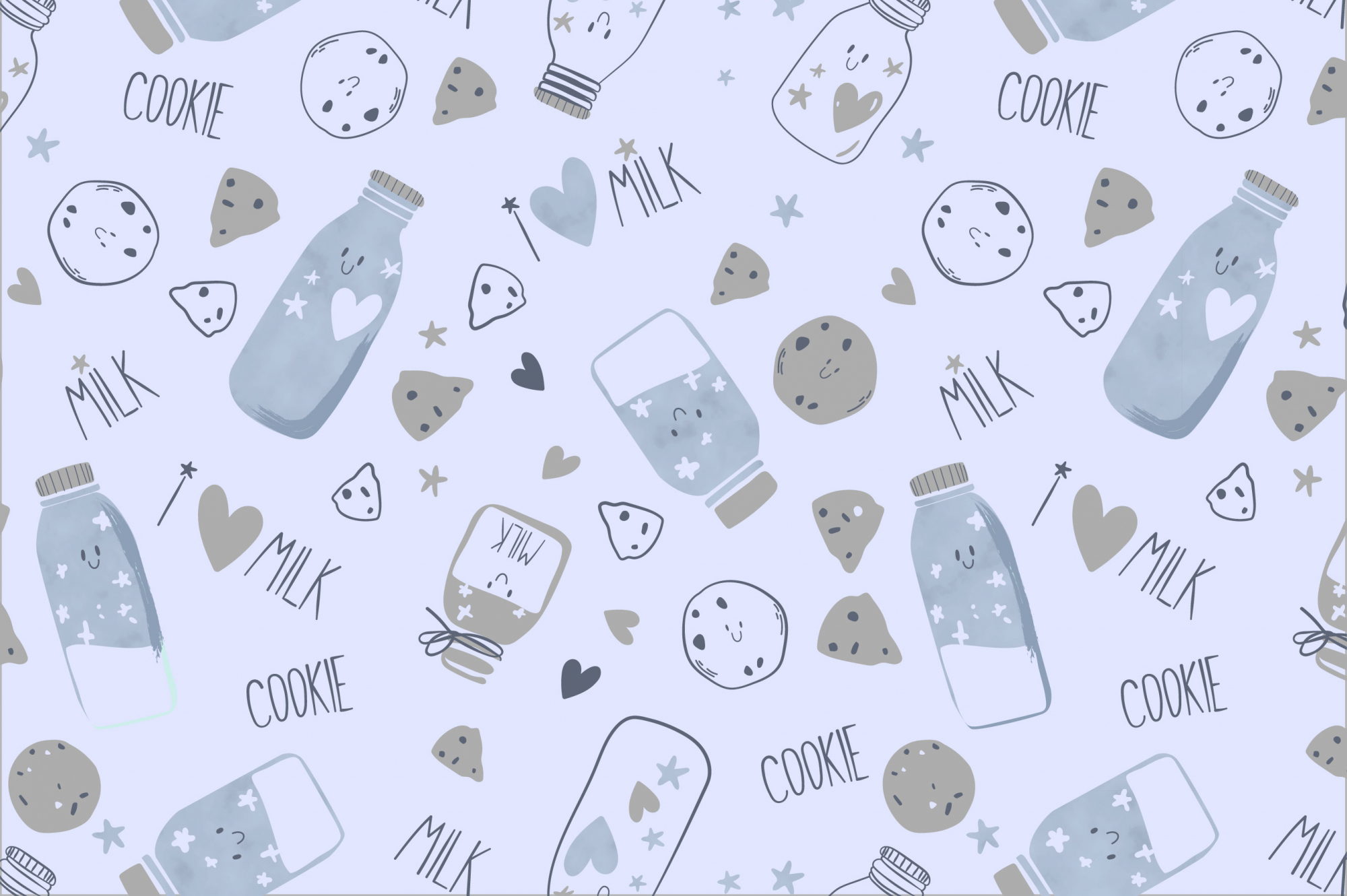 картинка Ткань с принтом Молоко и печенье Т690_8 от компании Руткани