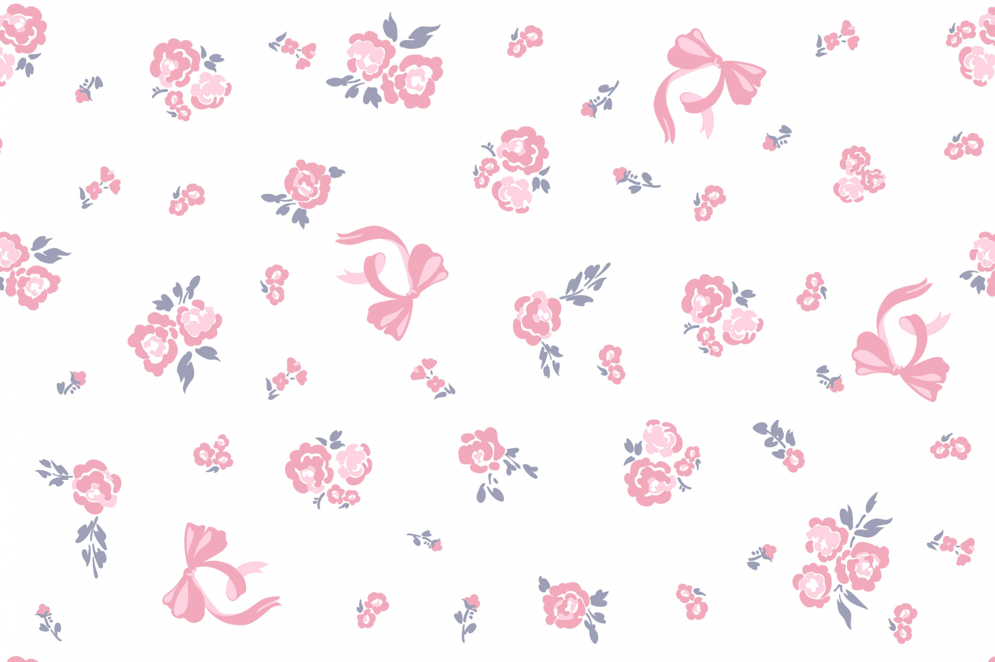 картинка Ткань с принтом Бантики и розы Т686_9 от компании Руткани