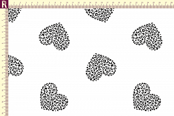 картинка Т642 Сердечки леопард  9000_8009 (черные сердечки на белом фоне) от компании Руткани