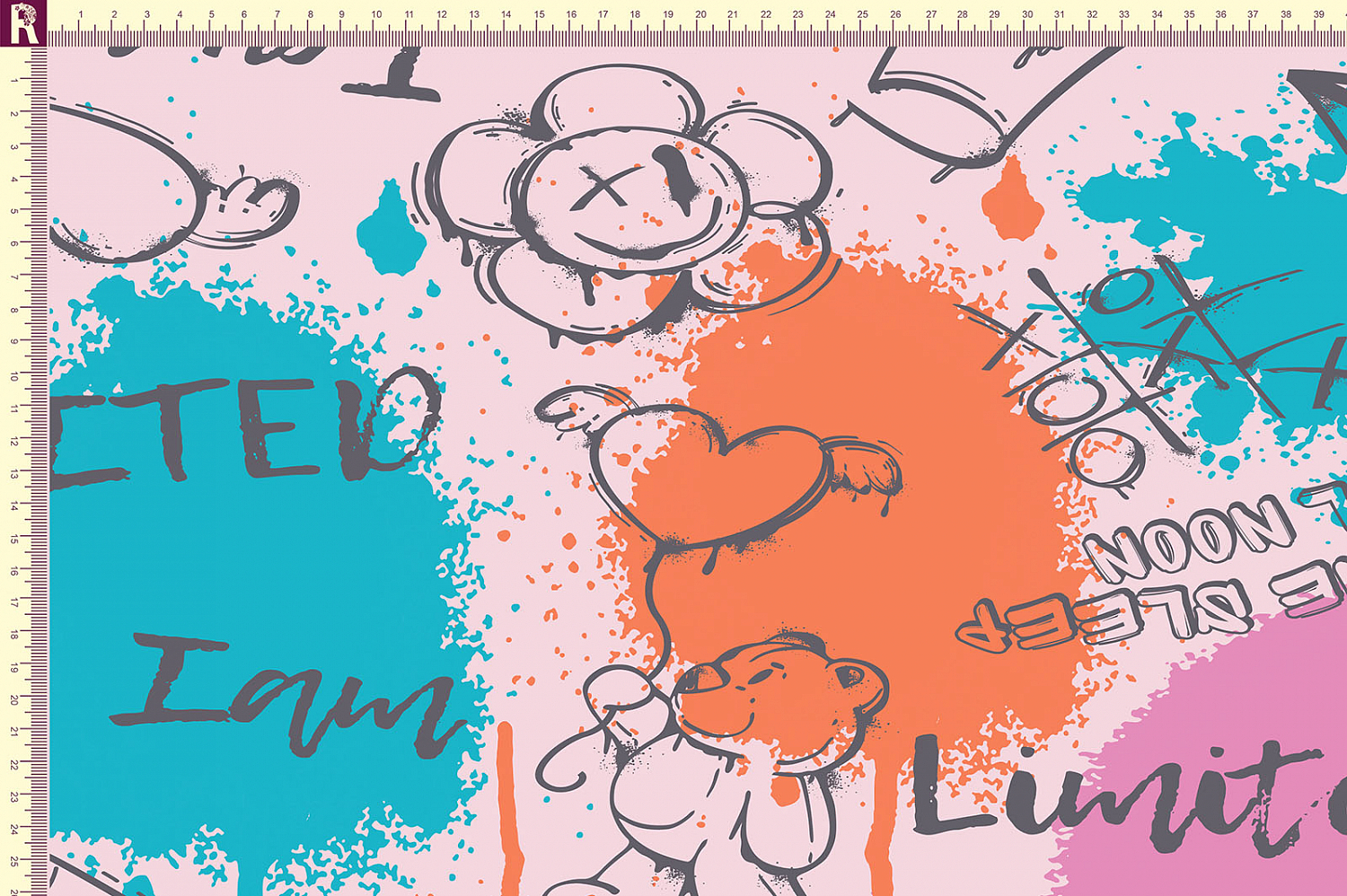 Т684 Граффити мишка 9509а 18-3905 15-2216 16-4725 16-1360