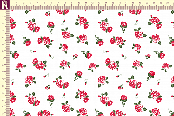 картинка Т613 Маленькие розочки 9000_6018_9001 ( красные розочки на белом фоне) от компании Руткани
