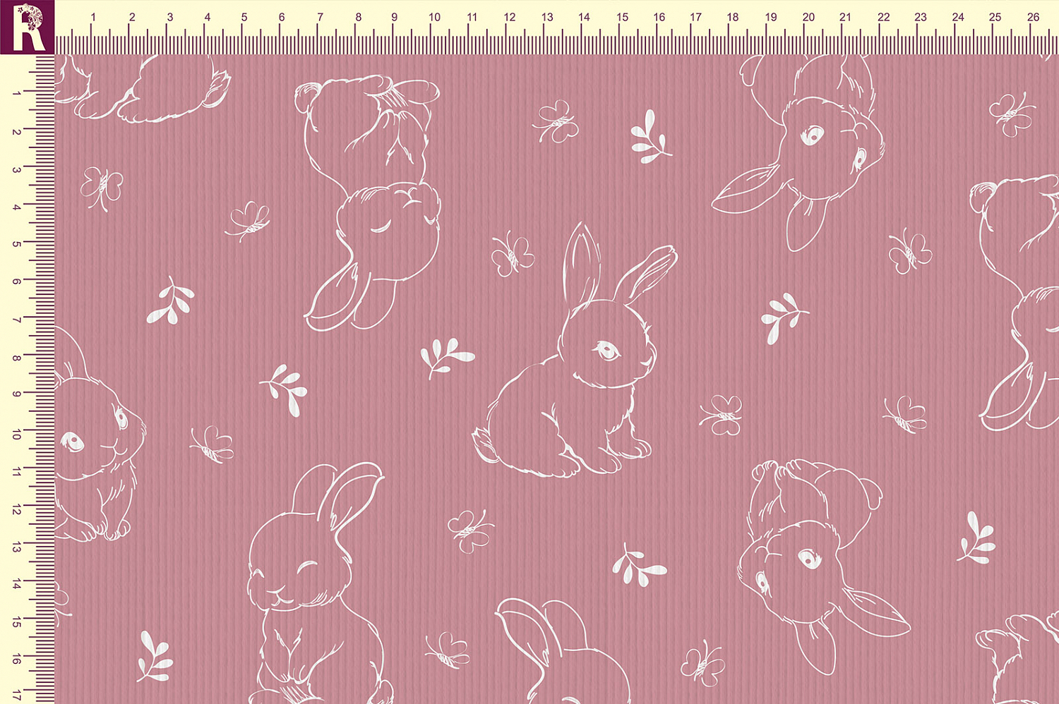 Ткань с принтом Зайчики и бабочки Т617-7