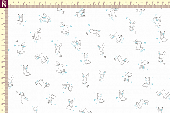 картинка Т507 зайки фон белый набивка мятный  графитовый от компании Руткани