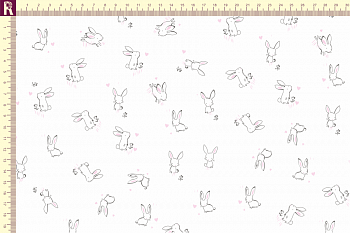 картинка Т507 зайки фон белый набивка розовый графитовый от компании Руткани