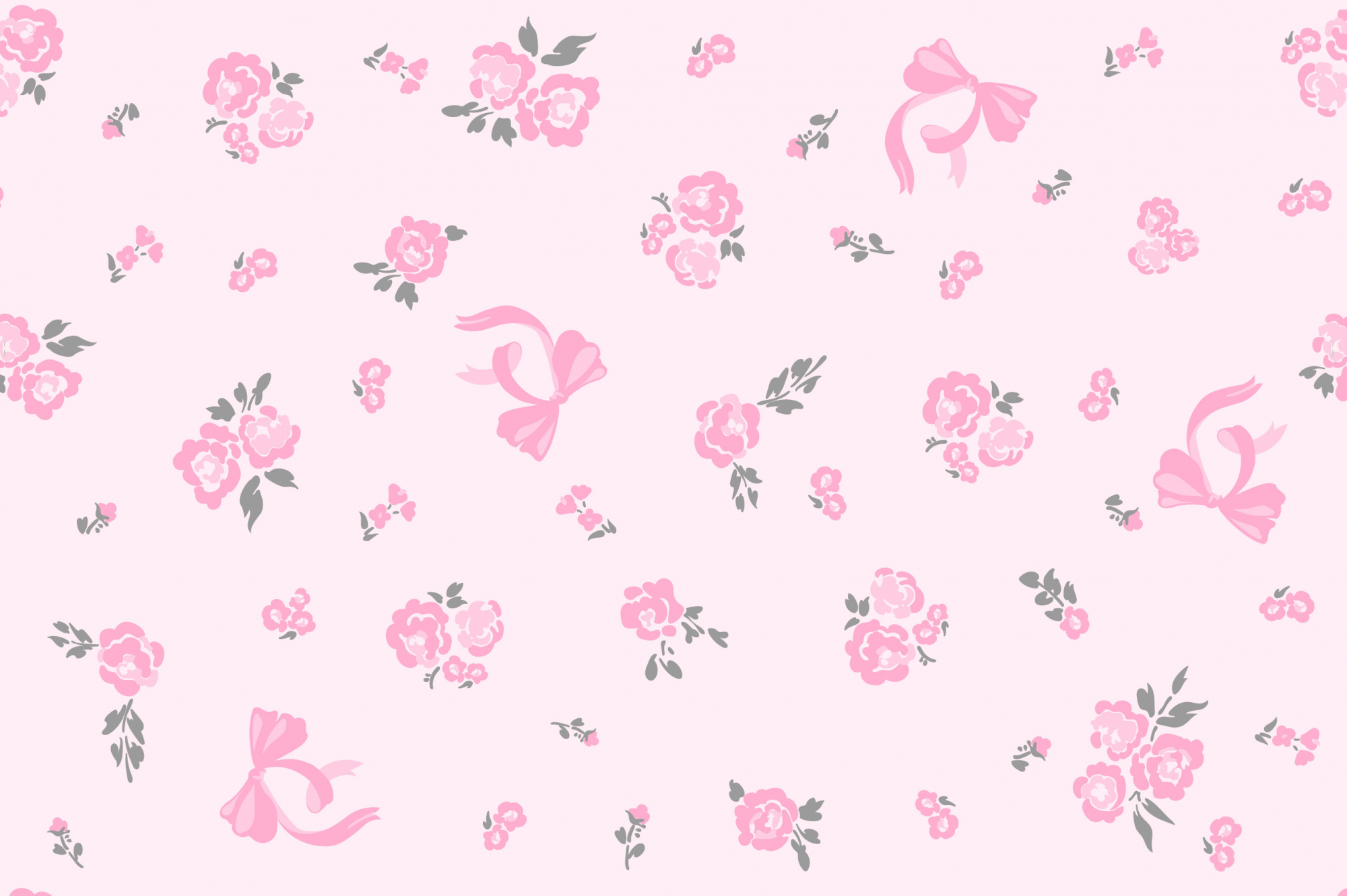 картинка Ткань с принтом Бантики и розы Т686_12 от компании Руткани